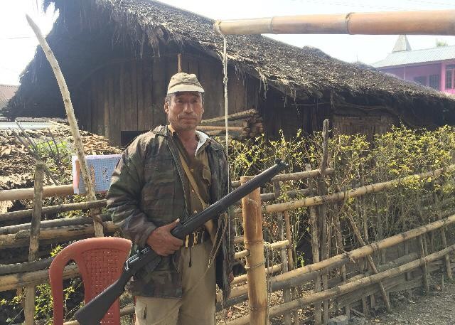 A Village Guard at his post in the Indo-Myanmar border village of Langnok under Noklak District in March 2021. (Photo Courtesy: Nungshitemjen Jamir)